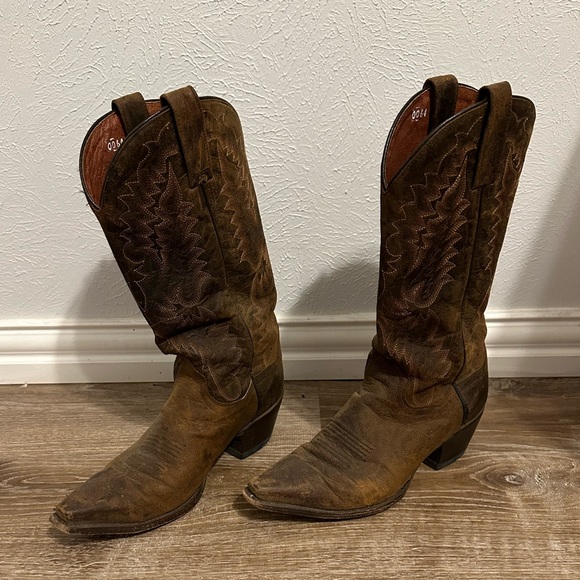 Dan Post 3464 Brown Snip Toe Embroidered Leather Western Cowgirl Boots Womens 7 - Picture 3 of 6